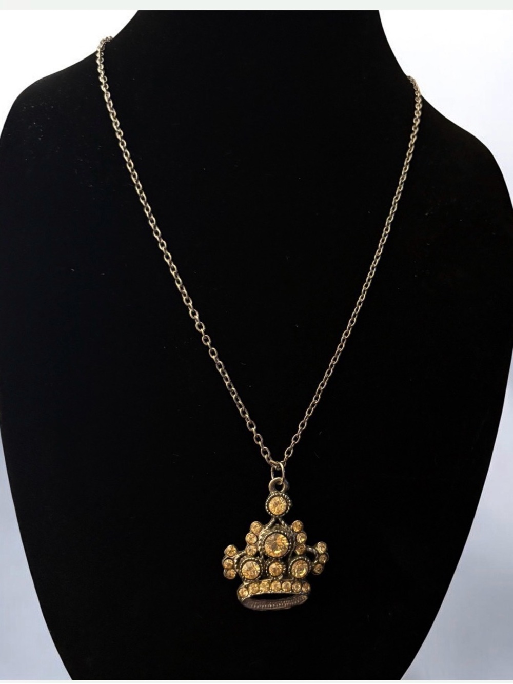 Gold-Tone Crown Pendant Necklace - Women Jewelry 16”L